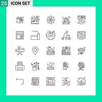 25 lignes vectorielles thématiques et symboles modifiables d'éléments de conception vectoriels modifiables de banc de meubles de roue de vente de clic vecteur