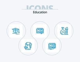 pack d'icônes bleu éducation 5 conception d'icônes. éducation. ballon. casquette. tube. éducation vecteur