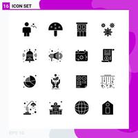 16 concept de glyphe solide pour le développement de sites Web mobiles et d'applications codage nature résidence maison éléments de conception vectoriels modifiables vecteur