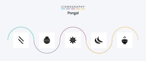 pack d'icônes pongal glyph 5 comprenant des fruits. banane. festival. festival. équipement vecteur