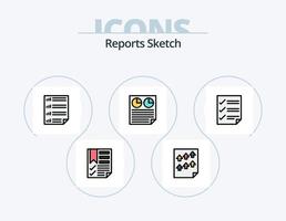 rapports croquis ligne remplie icône pack 5 conception d'icônes. papier. Les données. page. rapport. document vecteur