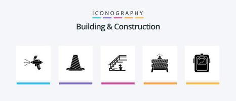 pack d'icônes glyphe 5 de construction et de construction, y compris l'arrêt. barrière. arrêter. domicile. étage. conception d'icônes créatives vecteur