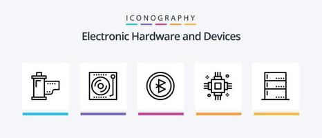 pack d'icônes de la ligne 5 des appareils, y compris suivi. dispositifs. photo. Bluetooth. électronique. conception d'icônes créatives vecteur