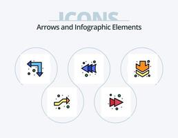 pack d'icônes remplies de ligne de flèche 5 conception d'icônes. . la gauche. complet vecteur