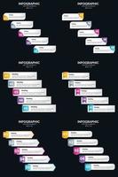 vecteur 6 infographie pack présentation modèle de diapositive 5 étapes cycle diagrammes et chronologies