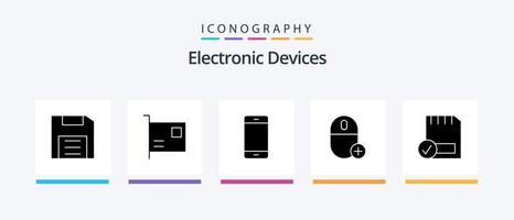 pack d'icônes de périphériques glyphe 5, y compris les périphériques. ajouter. gadget. iphone. gadget. conception d'icônes créatives vecteur