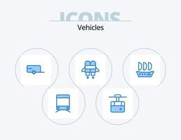 pack d'icônes bleues de véhicules 5 conception d'icônes. . . bande annonce. bateau. argosie vecteur