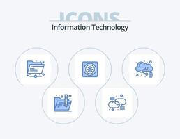 pack d'icônes bleues de technologie de l'information 5 conception d'icônes. partage. dossier. l'Internet. nuage. refroidissement vecteur