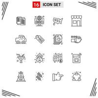 ensemble de 16 symboles d'icônes d'interface utilisateur modernes signes pour le kiosque web du marché de la boutique usa éléments de conception vectoriels modifiables vecteur