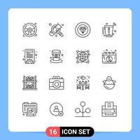 16 icônes créatives signes et symboles modernes de la gestion de contenu wifi réalisations mélangeur mélangeur éléments de conception vectoriels modifiables vecteur