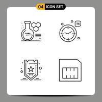 groupe de 4 couleurs plates modernes remplies pour l'optimisation de la chimie éducation tag de mariage éléments de conception vectoriels modifiables vecteur