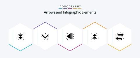 pack d'icônes flèche 25 glyphes comprenant. la gauche. multimédia. changer. en haut vecteur