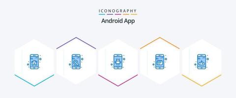 android app 25 pack d'icônes bleues comprenant l'application. Date. Android. calendrier. ordre du jour vecteur