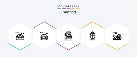 transport pack d'icônes de 25 lignes comprenant. le transport. l'école. quad. le transport vecteur