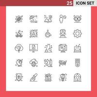 pack de 25 signes et symboles de lignes modernes pour les supports d'impression Web tels que la vision argent drapeau dollar profil éléments de conception vectoriels modifiables vecteur