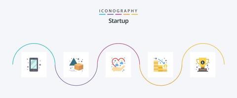 pack d'icônes de démarrage à plat 5, y compris le gagnant. prix. Humain. bas. diminuer vecteur