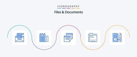 fichiers et documents pack d'icônes bleu 5 comprenant des données. archive. Paiement. rappel. papier vecteur