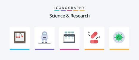 pack d'icônes science flat 5 comprenant. maladie. laboratoire. bactéries. comprimés. conception d'icônes créatives vecteur