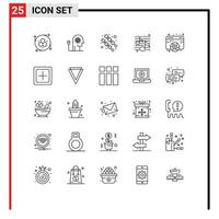 25 icônes créatives signes et symboles modernes de conception d'éléments de conception vectoriels modifiables de musique de fête d'esprit de nuit vecteur