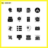 ensemble de 16 symboles d'icônes d'interface utilisateur modernes signes pour la liste de pays de contact amérique australe éléments de conception vectoriels modifiables vecteur