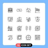 16 icônes créatives signes et symboles modernes de la casquette d'or lune éducation thanksgiving éléments de conception vectoriels modifiables vecteur
