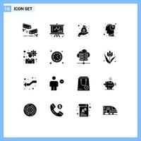 16 icônes créatives signes et symboles modernes des éléments de conception vectoriels modifiables du sac graphique de gestion de la tête de compte vecteur