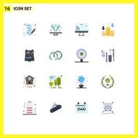 16 icônes créatives signes et symboles modernes des outils de construction écran argent finance pack modifiable d'éléments de conception de vecteur créatif