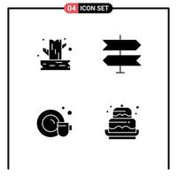 pack d'icônes vectorielles stock de 4 signes et symboles de ligne pour les éléments de conception vectoriels modifiables de gâteau de pointeur de bois de nettoyage de branche vecteur