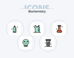 pack d'icônes rempli de ligne de biochimie 5 conception d'icônes. ampoule. cellule. seringue. la biologie. chimie vecteur
