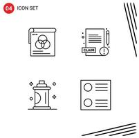 ensemble moderne de 4 pictogrammes de couleurs plates remplies d'éléments de conception vectoriels modifiables vecteur