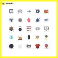 pack de 25 signes et symboles de couleurs plates modernes pour les supports d'impression Web tels que les éléments de conception vectoriels modifiables de la chambre de sac à flèche vecteur