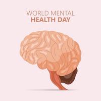 affiche de la journée mondiale de la santé mentale dessinée à la main vecteur