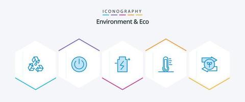 environnement et éco 25 pack d'icônes bleues, y compris l'énergie. éco. environnement. environnement. écologie vecteur