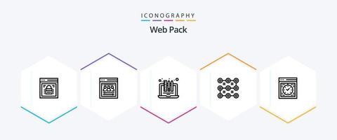 pack web pack d'icônes de 25 lignes incluant la sécurité. motif. équipe web. serrure. ordinateur portable vecteur
