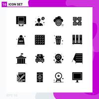 pack d'icônes vectorielles stock de 16 signes et symboles de ligne pour l'éducation de l'emballage code informatique code d'apprentissage éléments de conception vectoriels modifiables vecteur