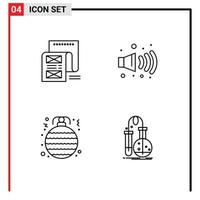 ensemble moderne de 4 couleurs et symboles plats remplis tels que document babiole message bruit ornement éléments de conception vectoriels modifiables vecteur