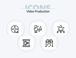 pack d'icônes de ligne de production vidéo 5 conception d'icônes. battant. battant d'action. rétro. enregistrement sonore. audio numérique vecteur