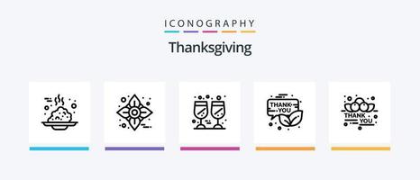 pack d'icônes ligne 5 de thanksgiving comprenant une fleur. action de grâces. alcool. dinde. la volaille. conception d'icônes créatives vecteur