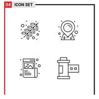 4 icônes créatives signes et symboles modernes de feu emplacement graphique art caméra éléments de conception vectoriels modifiables vecteur