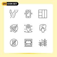 aperçu de l'interface mobile ensemble de 9 pictogrammes de la grille de soins de santé locale reçu ok éléments de conception vectoriels modifiables vecteur