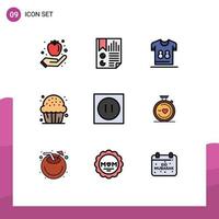 9 icônes créatives signes et symboles modernes de nourriture cookie rapport bonbons football éléments de conception vectoriels modifiables vecteur