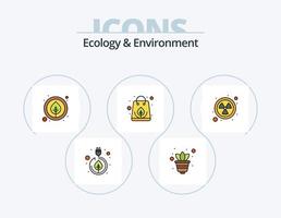 pack d'icônes remplies de ligne d'écologie et d'environnement 5 conception d'icônes. la nature. l'énergie de l'eau. la nature. fiche d'alimentation. industrie vecteur