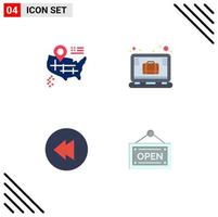 pack de 4 signes et symboles d'icônes plates modernes pour les supports d'impression Web tels que l'emplacement ouvert bref carte de cas de bureau éléments de conception vectoriels modifiables vecteur