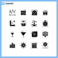 16 concept de glyphe solide pour les sites Web mobile et applications conception de règle de concessionnaire de boîte de diamants éléments de conception vectoriels modifiables vecteur