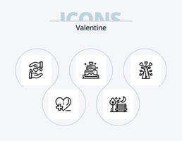pack d'icônes de la ligne de la saint-valentin 5 conception d'icônes. fleur. livraison. sucré. boîte. mariage vecteur