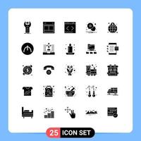 groupe de 25 glyphes solides modernes définis pour le système de notification web étoile économique éléments de conception vectoriels modifiables vecteur