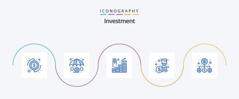 pack d'icônes d'investissement bleu 5, y compris de l'argent. Entreprise. investissement. de l'argent. de l'argent vecteur