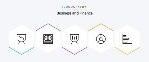 Financer un pack d'icônes de 25 lignes, y compris une tarte. finance. Entreprise. graphique. présentation vecteur