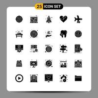 interface mobile ensemble de glyphes solides de 25 pictogrammes d'éléments de conception vectoriels modifiables de la science cardiaque pour ordinateur portable vecteur
