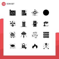 16 concept de glyphe solide pour les sites Web mobiles et les applications blueprint rond boutique cercle net éléments de conception vectoriels modifiables vecteur